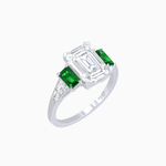 Load image into Gallery viewer, Art Deco Inspired Emerald Cut Three-Stone Ring with Tapered Baguettes - Shahin Jewelry