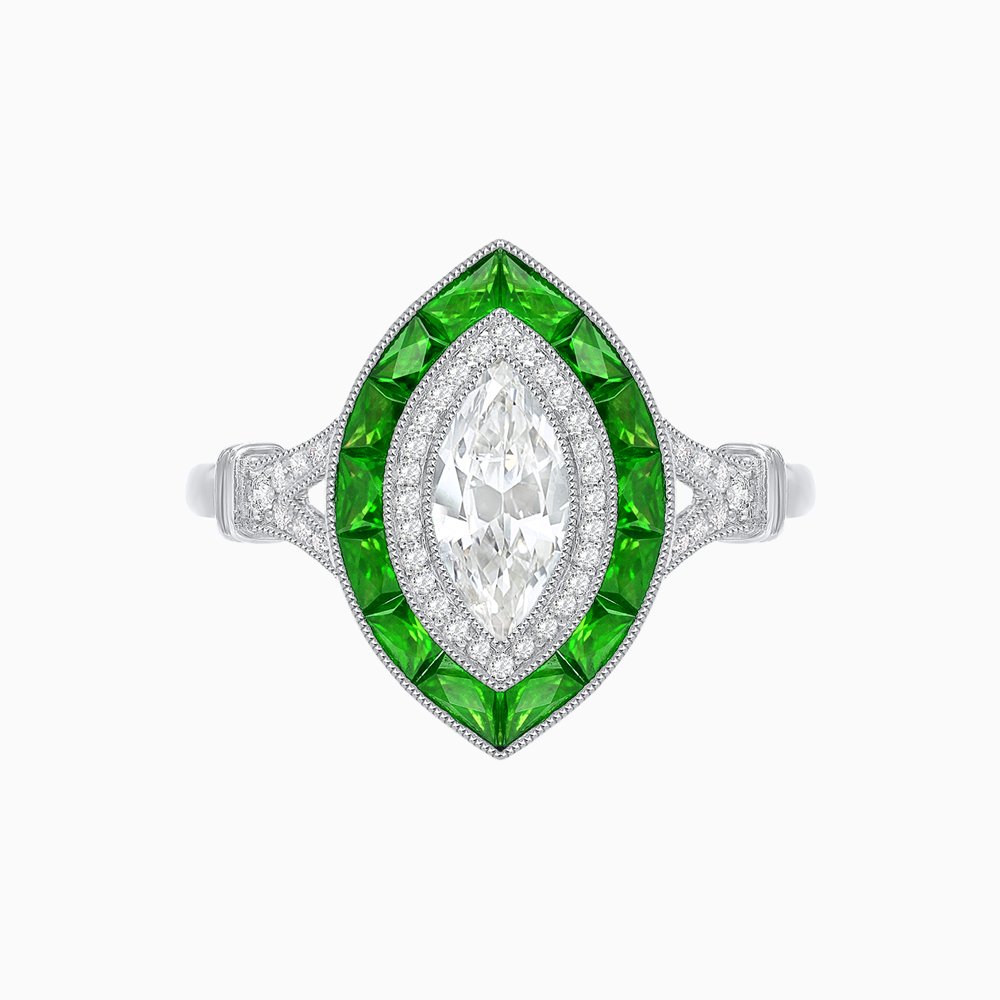 Art Deco Inspired Engagement ring with Diamond - Shahin Jewelry