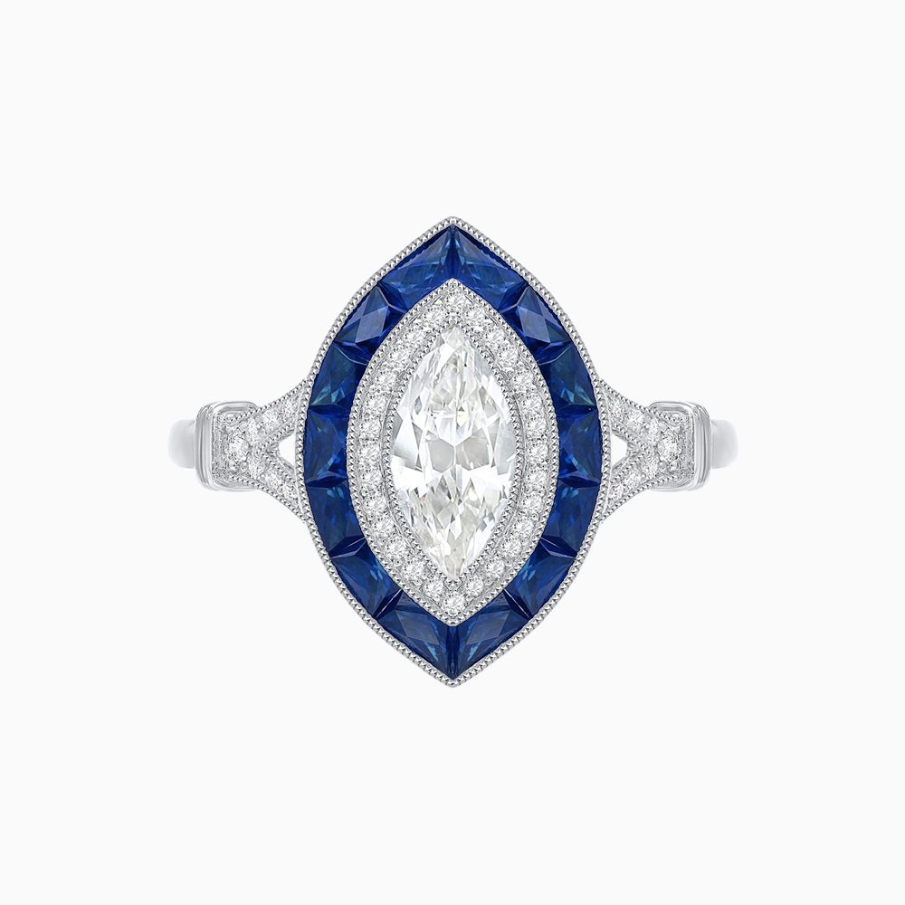 Art Deco Inspired Engagement ring with Diamond - Shahin Jewelry