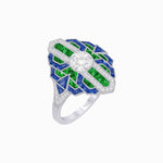 Load image into Gallery viewer, Art Deco - inspired Engagement Ring with Diamond, Gemstone - Shahin Jewelry