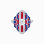 Load image into Gallery viewer, Art Deco - inspired Engagement Ring with Diamond, Gemstone - Shahin Jewelry
