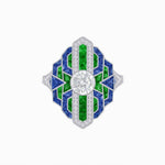 Load image into Gallery viewer, Art Deco - inspired Engagement Ring with Diamond, Gemstone - Shahin Jewelry