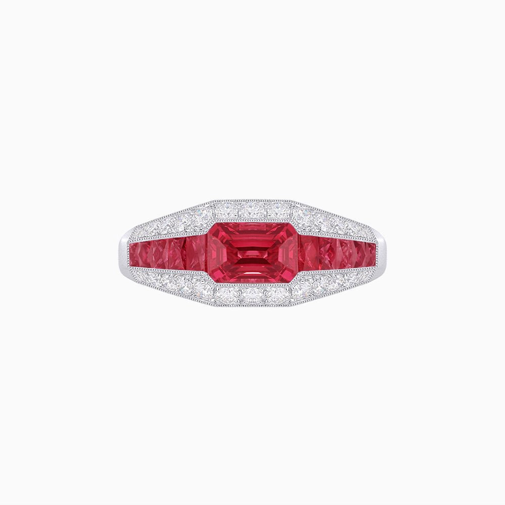 Art Deco Inspired Engagement Ring with Emerald Cut Gemstone - Shahin Jewelry