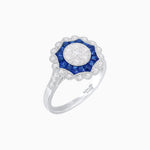 Load image into Gallery viewer, Art Deco Inspired floral Ring with Diamonds in Illusion Setting - Shahin Jewelry