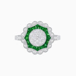 Load image into Gallery viewer, Art Deco Inspired floral Ring with Diamonds in Illusion Setting - Shahin Jewelry