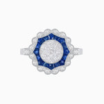 Load image into Gallery viewer, Art Deco Inspired floral Ring with Diamonds in Illusion Setting - Shahin Jewelry