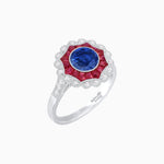 Load image into Gallery viewer, Art Deco Inspired floral Ring with Gemstone - Shahin Jewelry