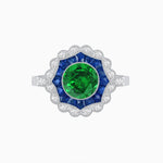 Load image into Gallery viewer, Art Deco Inspired floral Ring with Gemstone - Shahin Jewelry