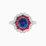 Load image into Gallery viewer, Art Deco Inspired floral Ring with Gemstone - Shahin Jewelry