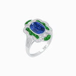 Load image into Gallery viewer, Art Deco Inspired Flourish Cocktail Ring with Gemstone - Shahin Jewelry