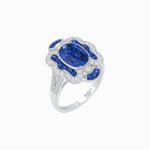 Load image into Gallery viewer, Art Deco Inspired Flourish Cocktail Ring with Gemstone - Shahin Jewelry