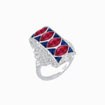 Load image into Gallery viewer, Art Deco Inspired Four-Marquise Geometric Panel Ring - Shahin Jewelry
