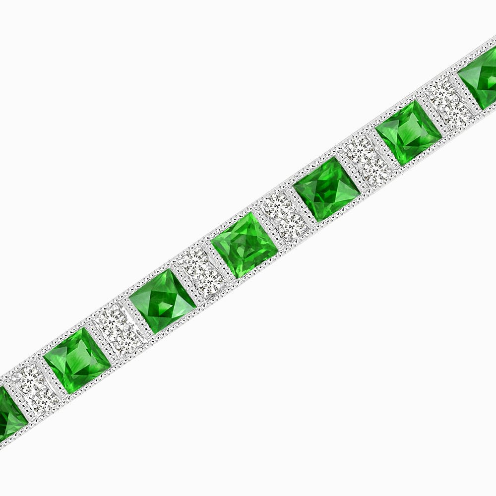 Art Deco Inspired French Cut Sapphire And Diamond Bracelet - Shahin Jewelry