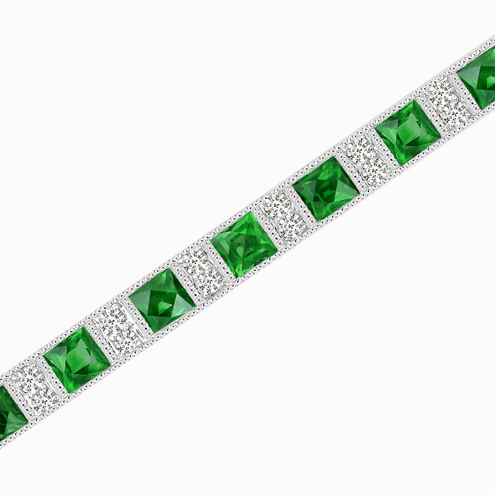 Art Deco Inspired French Cut Sapphire And Diamond Bracelet - Shahin Jewelry