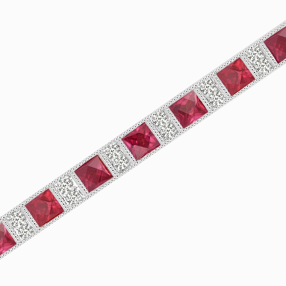 Art Deco Inspired French Cut Sapphire And Diamond Bracelet - Shahin Jewelry