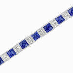 Load image into Gallery viewer, Art Deco Inspired French Cut Sapphire And Diamond Bracelet - Shahin Jewelry