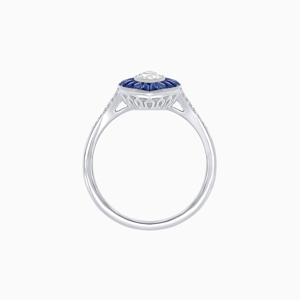 Art Deco Inspired Gemstone Marquise Ring - Shahin Jewelry