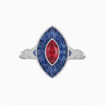 Load image into Gallery viewer, Art Deco Inspired Gemstone Marquise Ring - Shahin Jewelry