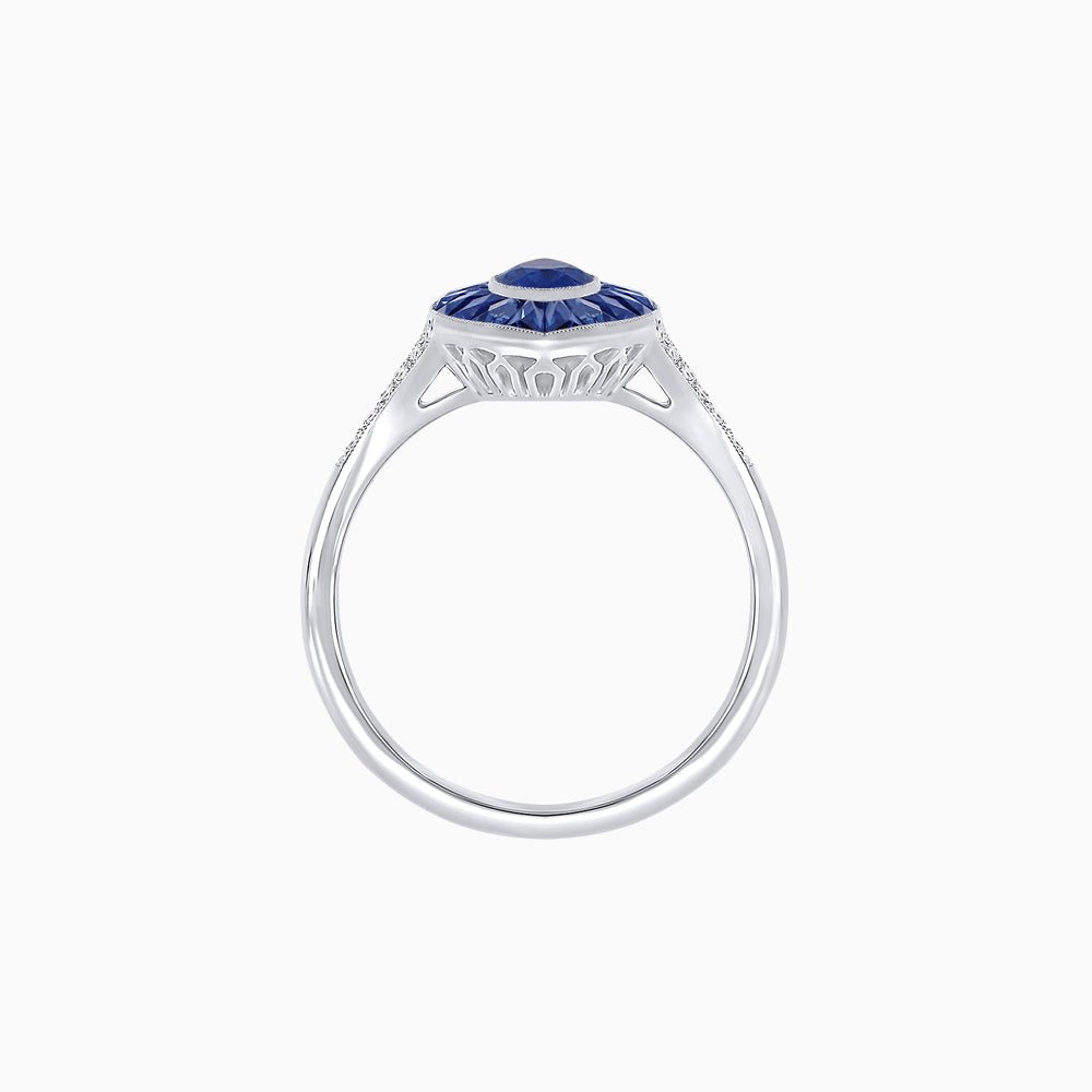 Art Deco Inspired Gemstone Marquise Ring - Shahin Jewelry