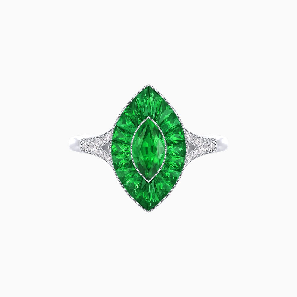 Art Deco Inspired Gemstone Marquise Ring - Shahin Jewelry