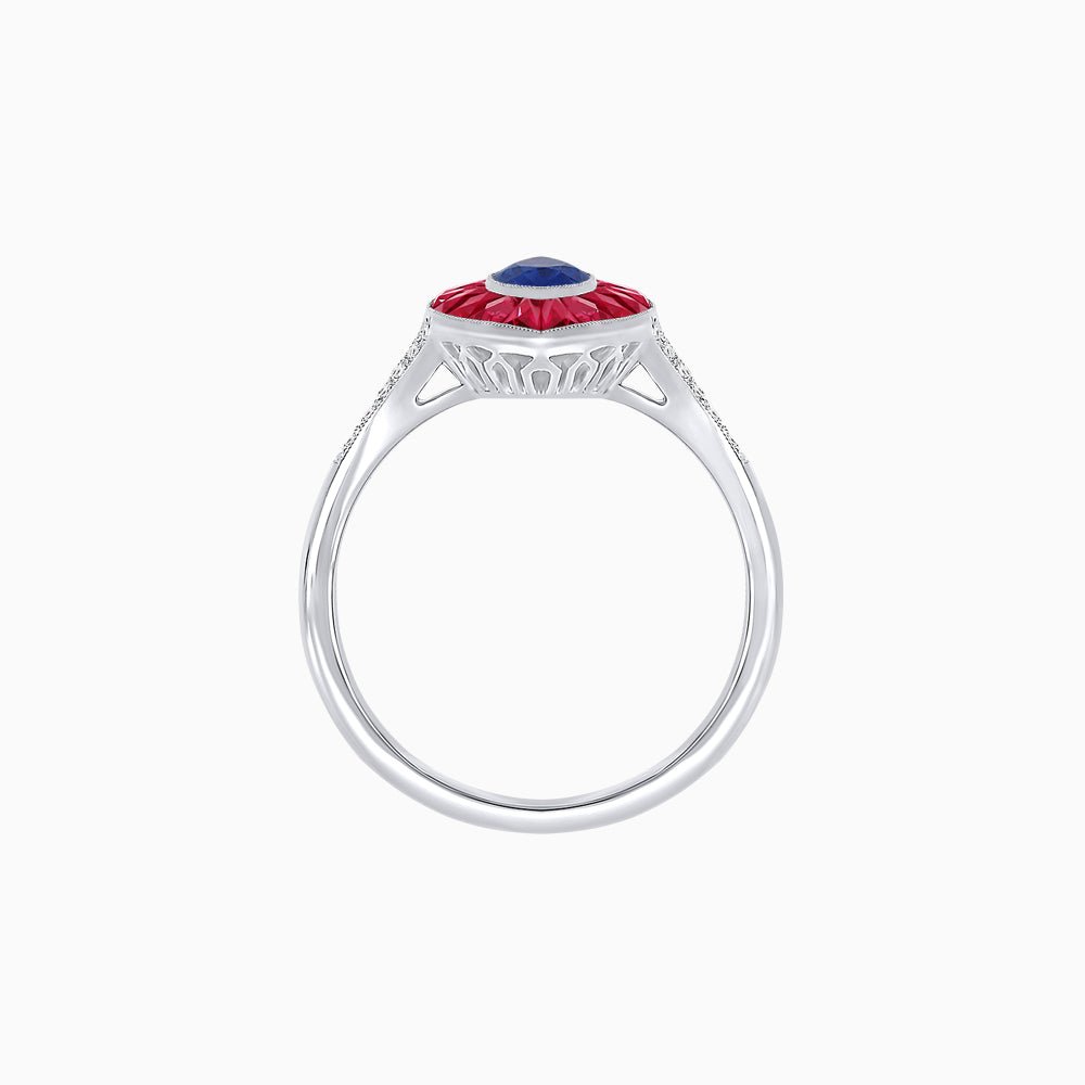 Art Deco Inspired Gemstone Marquise Ring - Shahin Jewelry
