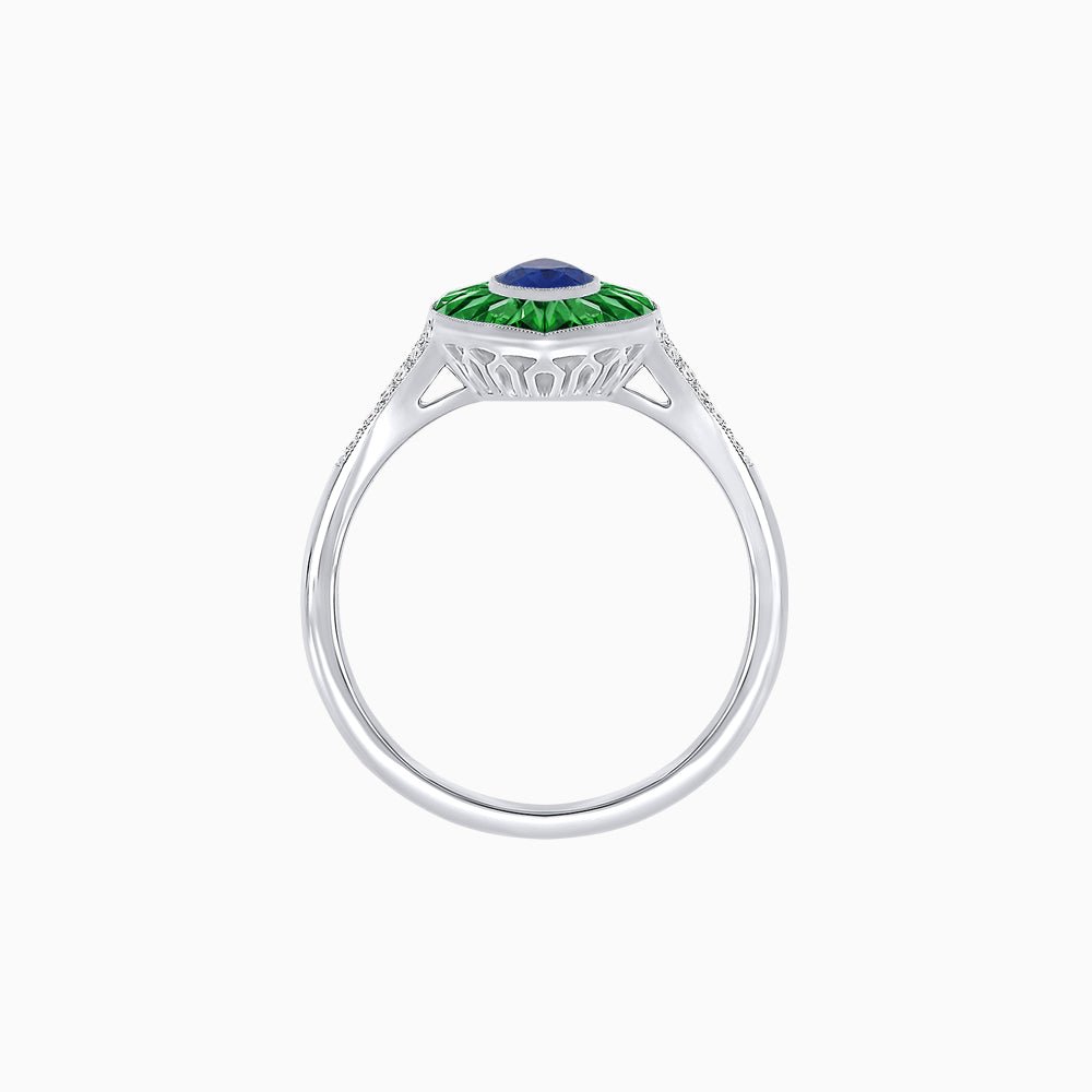 Art Deco Inspired Gemstone Marquise Ring - Shahin Jewelry