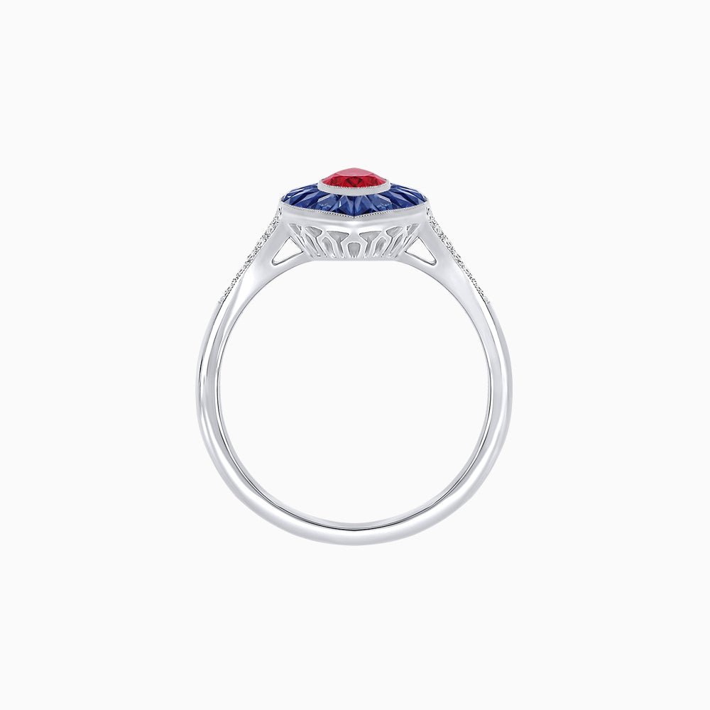 Art Deco Inspired Gemstone Marquise Ring - Shahin Jewelry