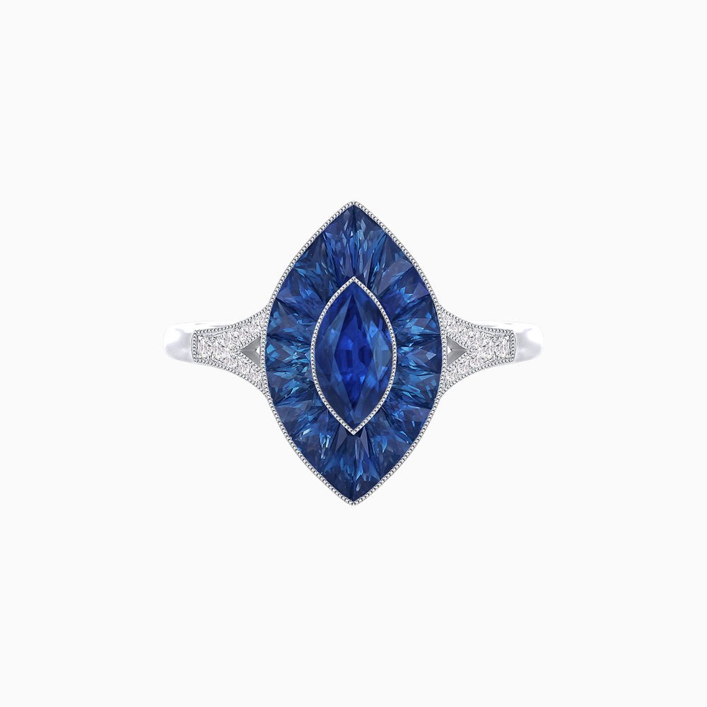 Art Deco Inspired Gemstone Marquise Ring - Shahin Jewelry