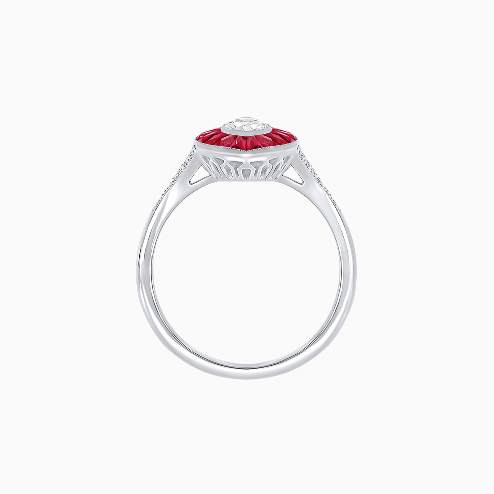 Art Deco Inspired Gemstone Marquise Ring - Shahin Jewelry