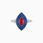 Load image into Gallery viewer, Art Deco Inspired Gemstone Marquise Ring - Shahin Jewelry