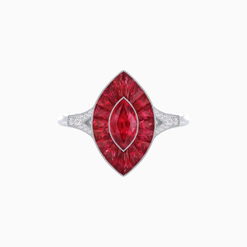 Art Deco Inspired Gemstone Marquise Ring - Shahin Jewelry