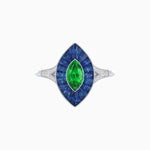 Load image into Gallery viewer, Art Deco Inspired Gemstone Marquise Ring - Shahin Jewelry