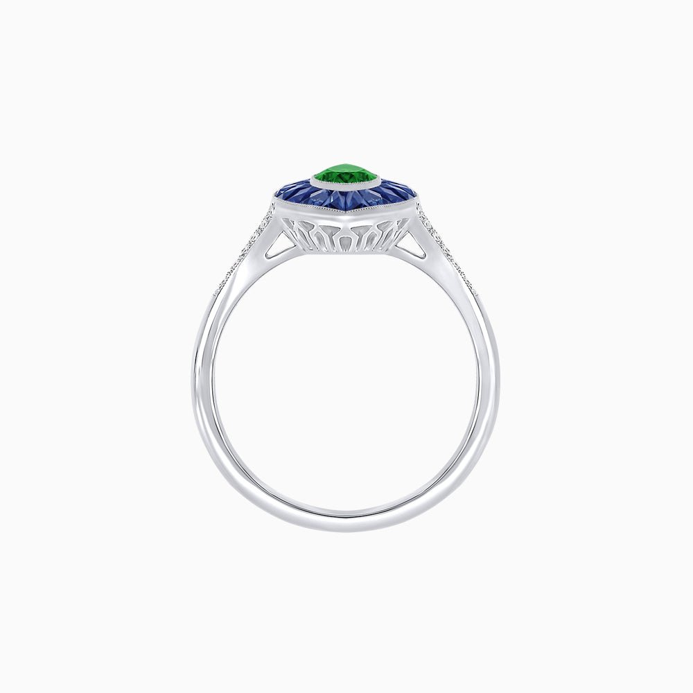 Art Deco Inspired Gemstone Marquise Ring - Shahin Jewelry