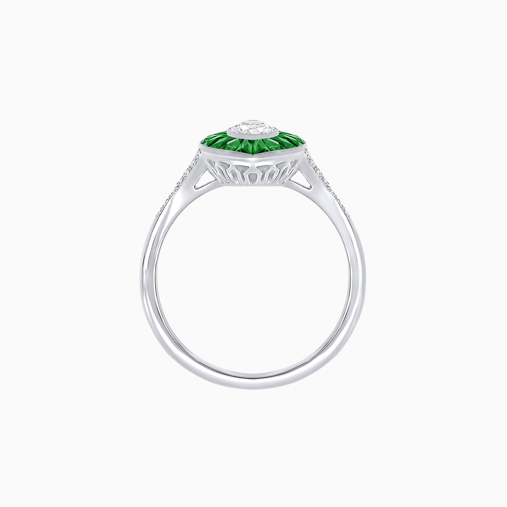 Art Deco Inspired Gemstone Marquise Ring - Shahin Jewelry