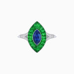 Load image into Gallery viewer, Art Deco Inspired Gemstone Marquise Ring - Shahin Jewelry