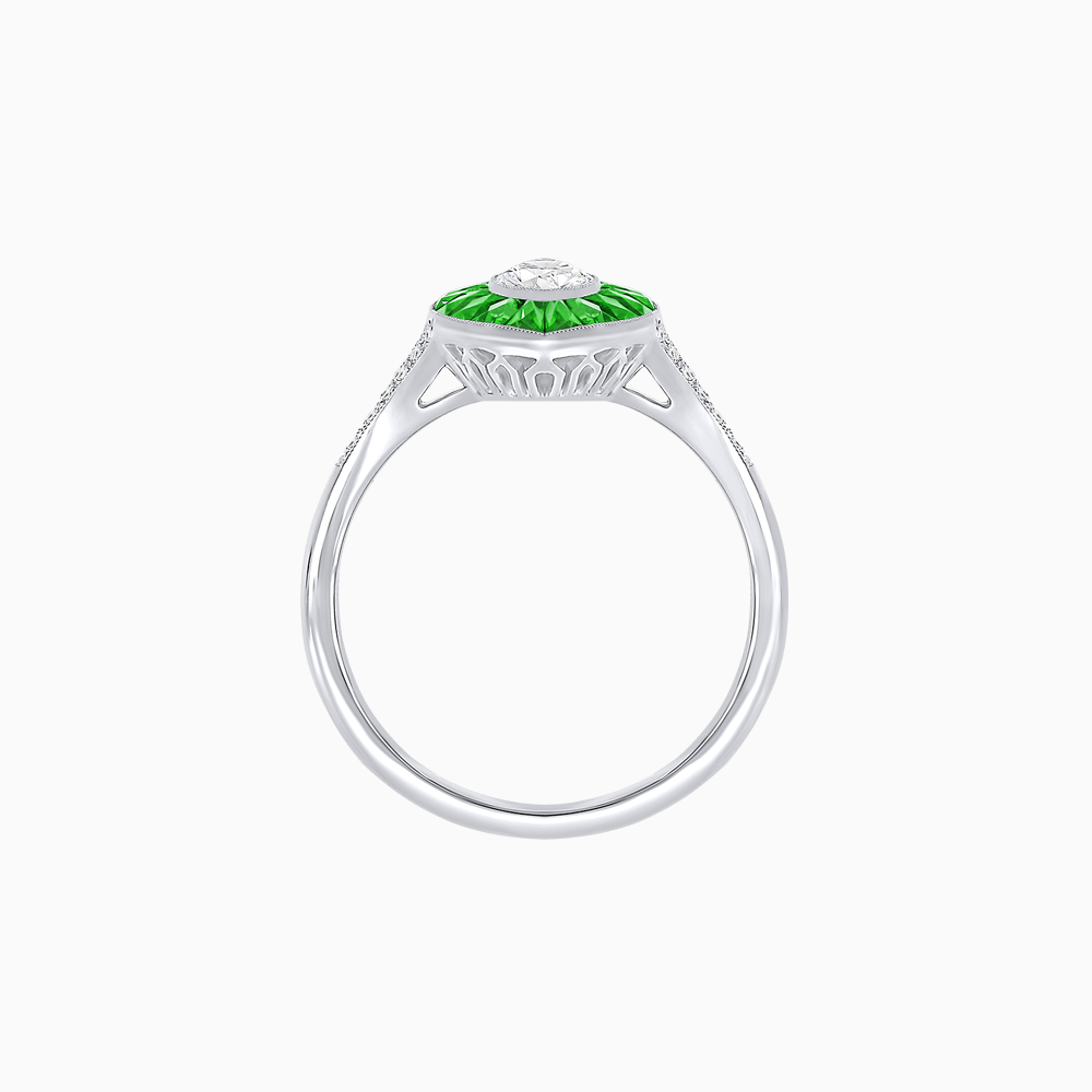 Art Deco Inspired Gemstone Marquise Ring - Shahin Jewelry