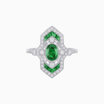 Load image into Gallery viewer, Art Deco Inspired Gemstone Navette Ring - Shahin Jewelry