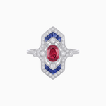 Load image into Gallery viewer, Art Deco Inspired Gemstone Navette Ring - Shahin Jewelry
