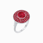 Load image into Gallery viewer, Art Deco-Inspired Geometric Halo Ring Mounting with French-Cut Accents Custom Center Stone | Bold Color Contrast | Hand-Finished Craftsmanship - Shahin Jewelry