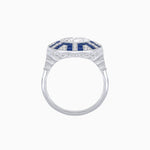 Load image into Gallery viewer, Art Deco - Inspired Geometric Halo Ring Mounting with French - Cut Accents Custom Center Stone | Bold Color Contrast | Hand - Finished Craftsmanship - Shahin Jewelry