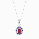 Load image into Gallery viewer, Art Deco Inspired Geometric Pendant with Diamond and Gemstone | Mounting | Without Chain - Shahin Jewelry