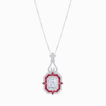 Load image into Gallery viewer, Art Deco Inspired Geometric Pendant with Diamond and Gemstone | Mounting | Without Chain - Shahin Jewelry