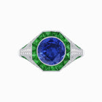 Load image into Gallery viewer, Art Deco Inspired Halo Gemstone Engagement Ring - Shahin Jewelry