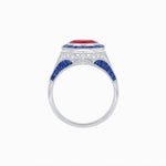 Load image into Gallery viewer, Art Deco Inspired Halo Gemstone Engagement Ring - Shahin Jewelry