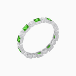 Load image into Gallery viewer, Art Deco Inspired Hand-Engraved Square Gemstone & Diamond Stackable Eternity Band - Shahin Jewelry