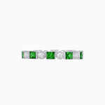 Load image into Gallery viewer, Art Deco Inspired Hand-Engraved Square Gemstone & Diamond Stackable Eternity Band - Shahin Jewelry
