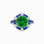 Load image into Gallery viewer, Art Deco Inspired Hexagon Halo Ring With Gemstone - Shahin Jewelry
