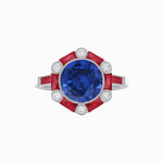 Load image into Gallery viewer, Art Deco Inspired Hexagon Halo Ring With Gemstone - Shahin Jewelry