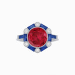 Load image into Gallery viewer, Art Deco Inspired Hexagon Halo Ring With Gemstone - Shahin Jewelry