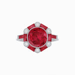 Load image into Gallery viewer, Art Deco Inspired Hexagon Halo Ring With Gemstone - Shahin Jewelry